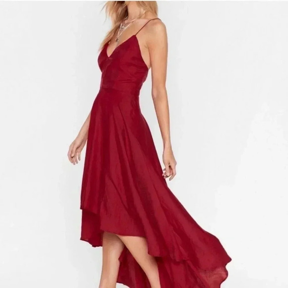 Nasty Gal Dresses & Skirts - Nasty Gal Rule the Dance Floor Lace-up Dress size 8 NWT Wine Red